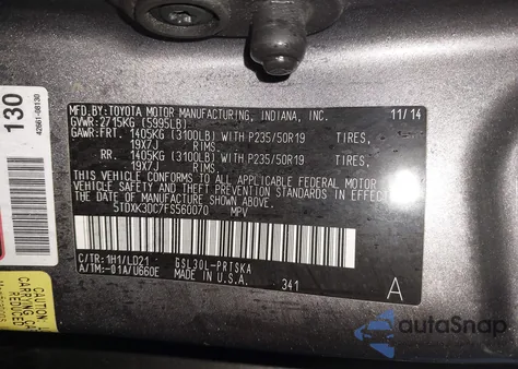 2015 Toyota Sienna Se 8 Passenger из США, поврежденный, VIN 5TDXK3DC7FS560070